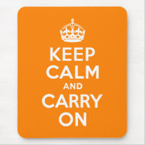 Keep Calm and Carry On Orange Mousepads
