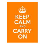 Keep Calm and Carry On Orange Postcards