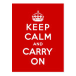 keep calm and carry on Original Post Cards