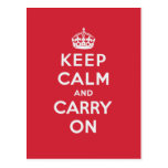 Keep Calm And Carry On Post Card