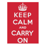Keep Calm And Carry On Post Card