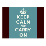 Keep Calm And carry On Postcard