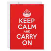 Keep Calm and Carry On Red Invitations