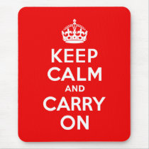 Keep Calm and Carry On Red Mouse Pads