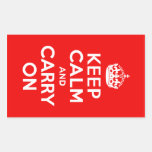 Keep Calm and Carry On Red Rectangle Sticker