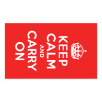 Keep Calm and Carry On Red Rectangle Sticker
