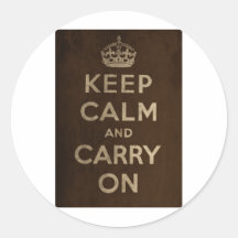 Keep Calm And Carry On Round Sticker