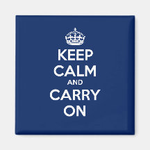 Keep Calm and Carry On Square Magnet - Dk Blue