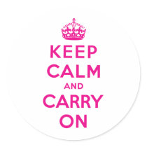Keep Calm And Carry On Round Sticker