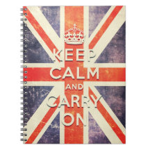 keep calm and carry on Union Jack flag Notebooks