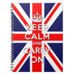 keep calm and carry on Union Jack flag Notebooks