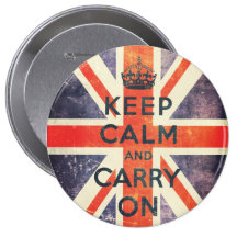 keep calm and carry on vintage Union Jack flag Button