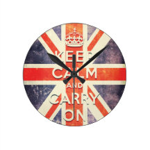 keep calm and carry on vintage Union Jack flag Round Wallclock