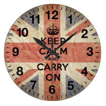 Keep Calm and Carry On with UK  Flag wall clocks