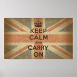 Keep Calm and Carry On with UK  Flag Poster