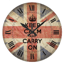 Keep Calm and Carry On with UK  Flag wall clocks