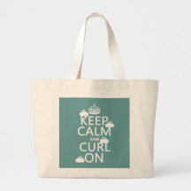Keep Calm and Curl On (any colour) Tote Bags
