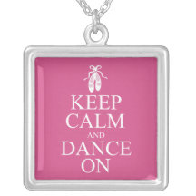 Keep Calm and Dance On Ballerina Shoes Pink Custom Necklace