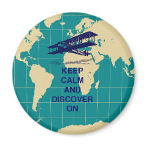Keep Calm and Discover On motivational fun print Magnets