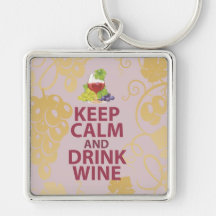 Keep Calm and Drink Wine Gift Unique Art Design Keychain