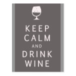 Keep Calm and Drink Wine Postcards