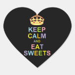 Keep Calm and Eat Sweets Heart Stickers