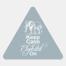 Keep calm and Elephant On Elephants Gift Item Blue Triangle Stickers