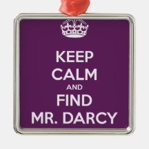 Keep Calm and Find Mr. Darcy Jane Austen Christmas Ornaments