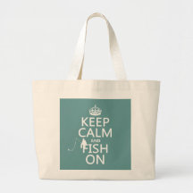 Keep Calm and Fish On (all colours) Canvas Bag
