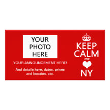 Keep Calm and Heart New York (customisable colors) Customized Photo Card