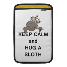Keep Calm and Hug a Sloth Meme MacBook Sleeves