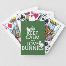 Keep Calm and Love Bunnies - all colors Deck Of Cards