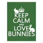 Keep Calm and Love Bunnies - all colours Personalized Announcements