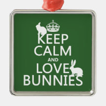 Keep Calm and Love Bunnies - all colours Christmas Tree Ornaments