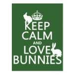 Keep Calm and Love Bunnies - all colours Postcards