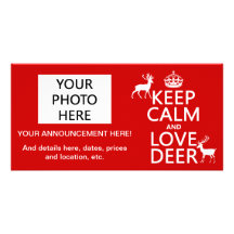 Keep Calm and Love Deer (any background color) Picture Card
