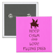 Keep Calm and Love Flying Pigs pink & brown print