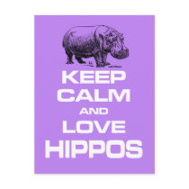 Keep Calm and Love Hippos Hippotamus Fun Design Postcards