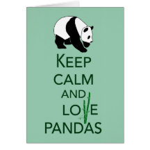 Keep Calm and Love Pandas Gift Art Print Greeting Cards