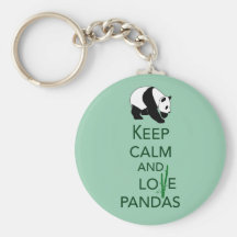 Keep Calm and Love Pandas Gift Art Print Key Chains