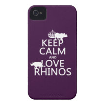 Keep Calm and Love Rhinos (any background color) iPhone 4 Cases