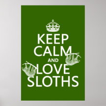 Keep Calm and Love Sloths (any background color) Poster