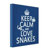 Keep Calm and Love Snakes (all colours) Stretched Canvas Print