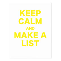 Keep Calm and Make a List Postcards