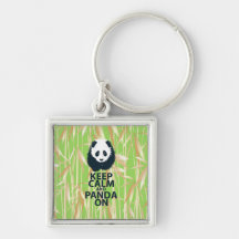 Keep Calm and Panda On Original Design Print Gift Keychain