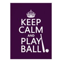 Keep Calm and Play Ball (baseball) (any colour) Personalized Invitations