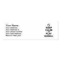 Keep calm and play Baseball Business Card Templates