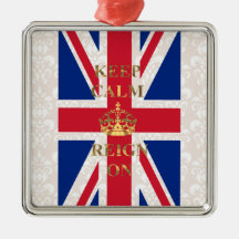 Keep calm and reign on christmas tree ornaments