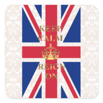 Keep calm and reign on square sticker
