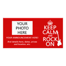Keep Calm and Rock On (guitar)(any color) Personalized Photo Card